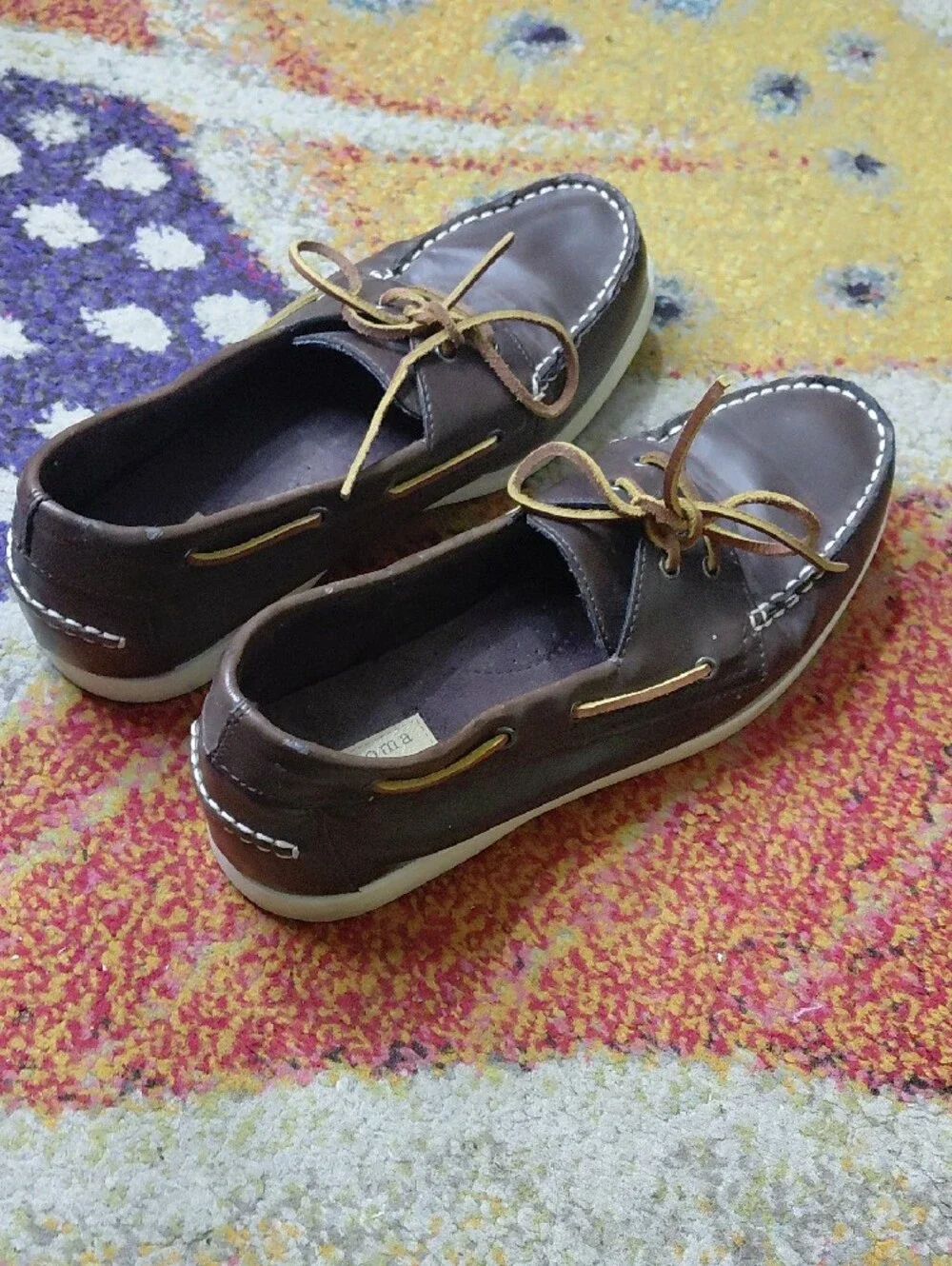 Sonoma Dark Brown Leather Boat Shoes with Tan Laces